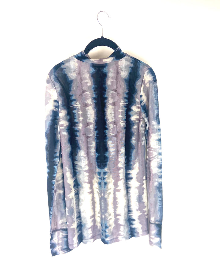 Blue and Purple Tie Dye Mesh Long Sleeve Top- Size 6/8