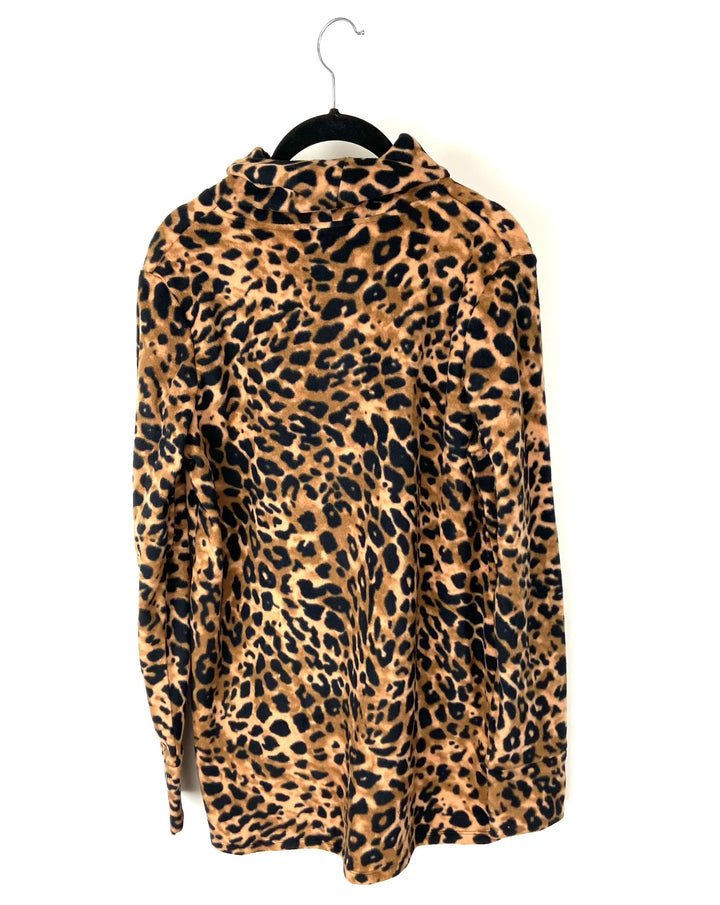 Fleece Cheetah Print Turtleneck - Size 6/8