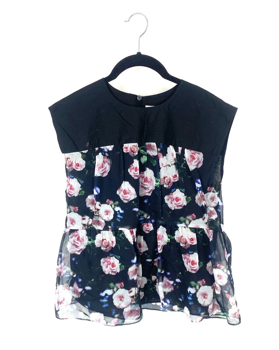 Black Floral Blouse - Small