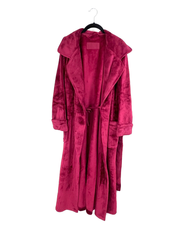 Red Striped Fleece Robe - Small