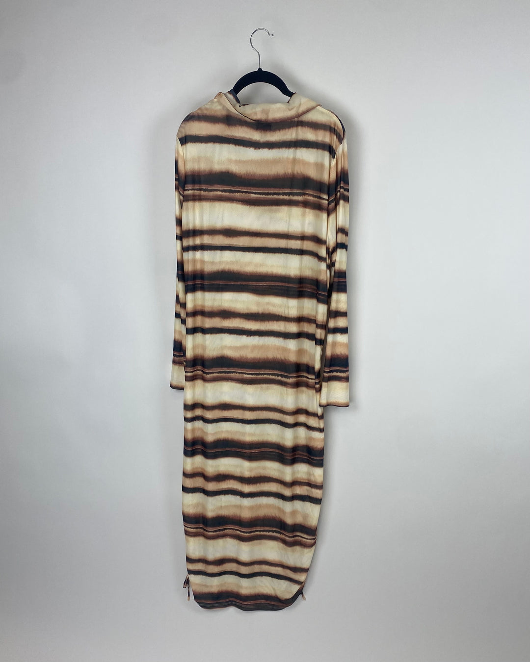 Brown Striped Mesh Dress - 0X, 1X, 2X