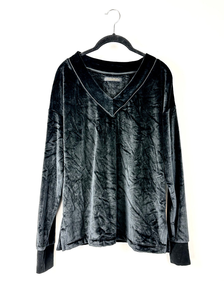 Soft Texture Black Loungewear Top - Medium