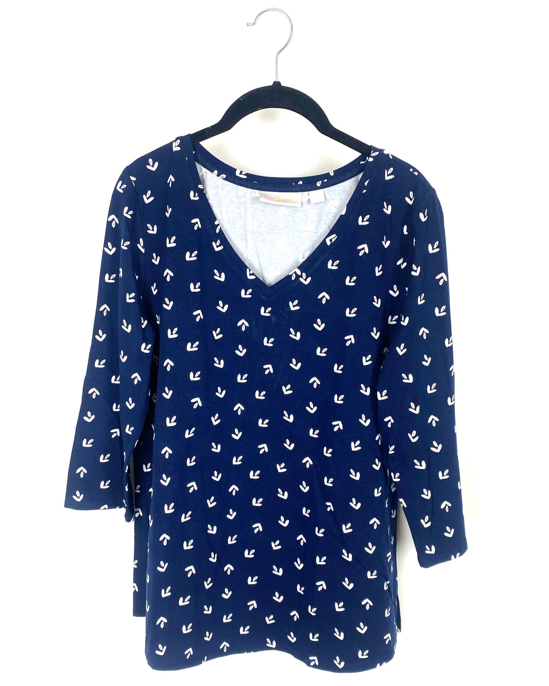 Blue And White Printed Top - Small/Medium