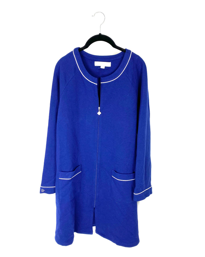 Zip Up Indigo Blue Robe - Small / Medium