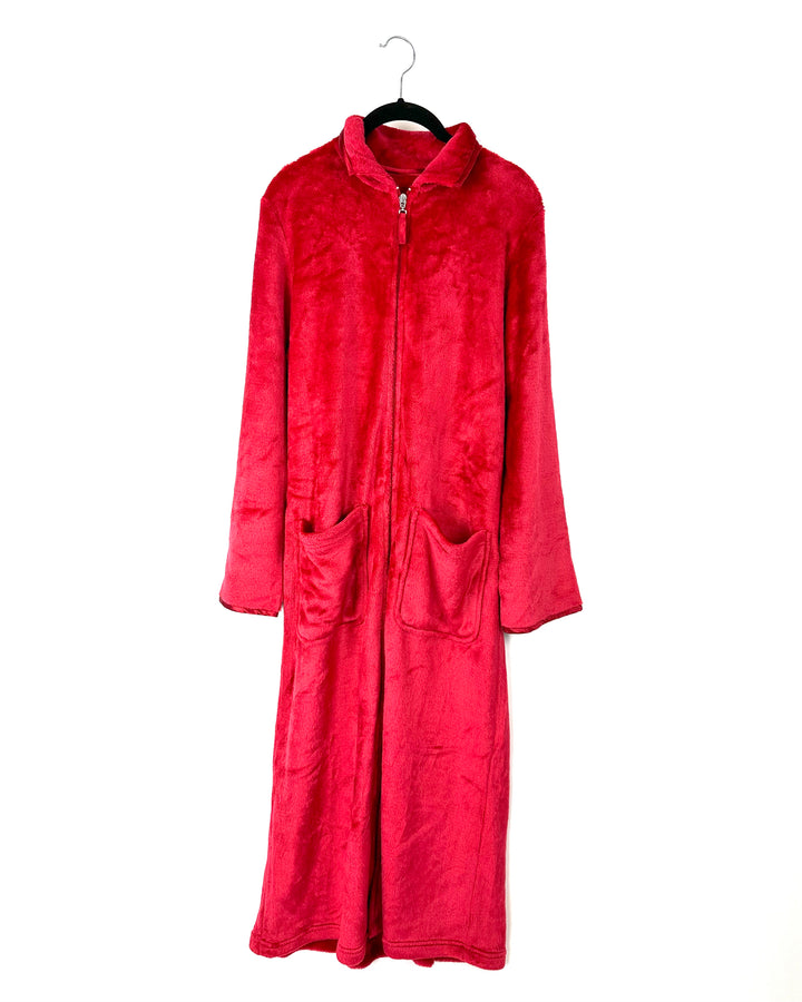 Red Fleece Zip Up Robe - Size 4/6 and 8/10