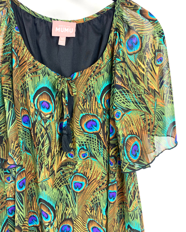 Peacock Printed Blouse - Small, Medium