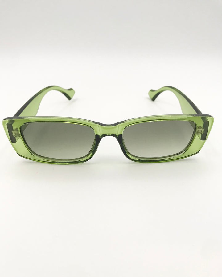 Green Translucent Rectangular Sunglasses