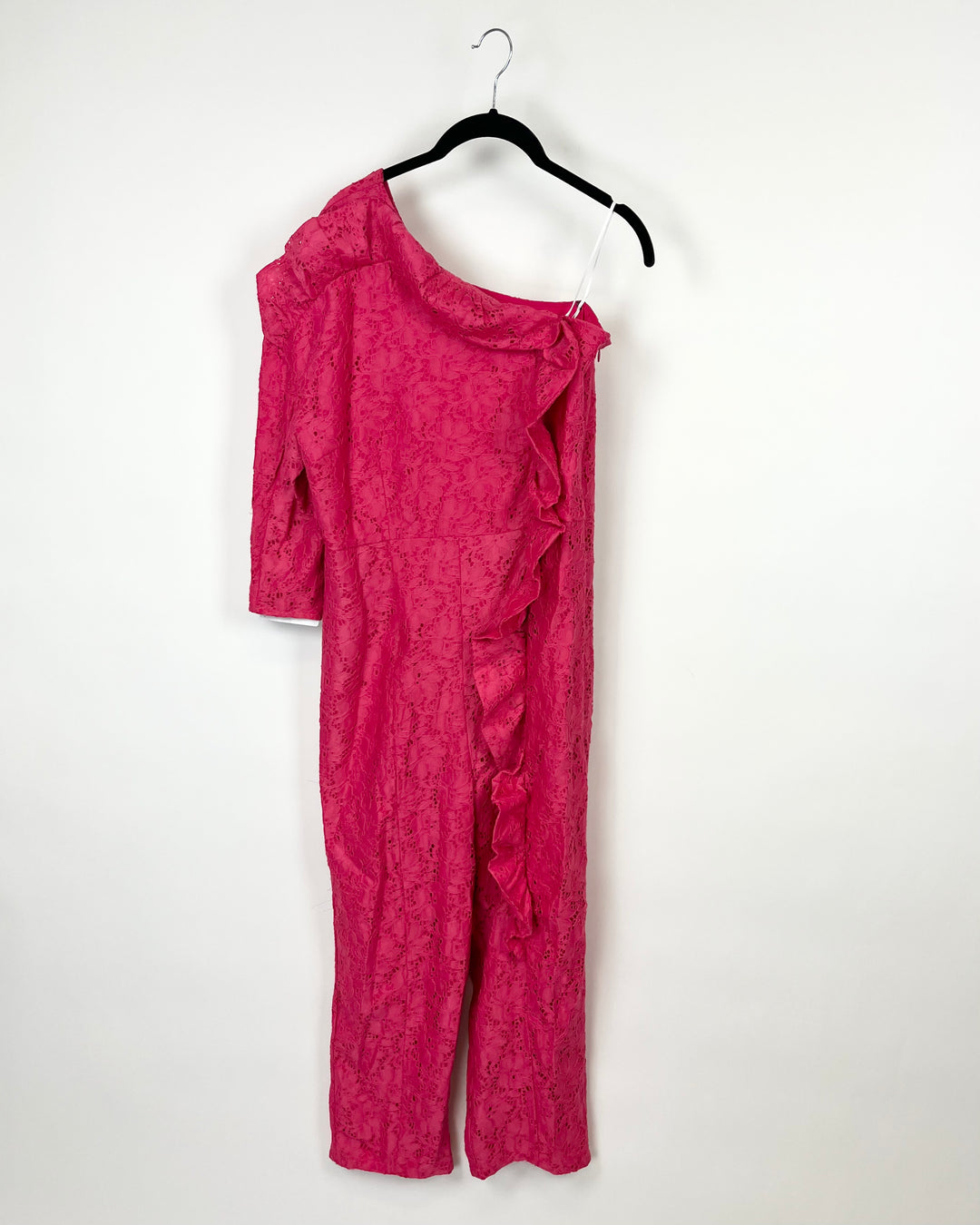 Hot Pink Lace One Sleeve Jumpsuit - Small/Medium