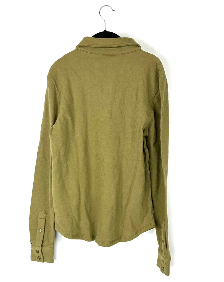 MENS Olive Green Terry Cloth Long Sleeve - Small