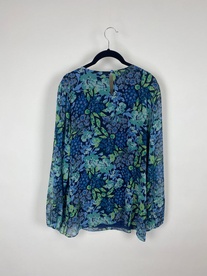 Abstract Ruffled Blouse - Medium/Large