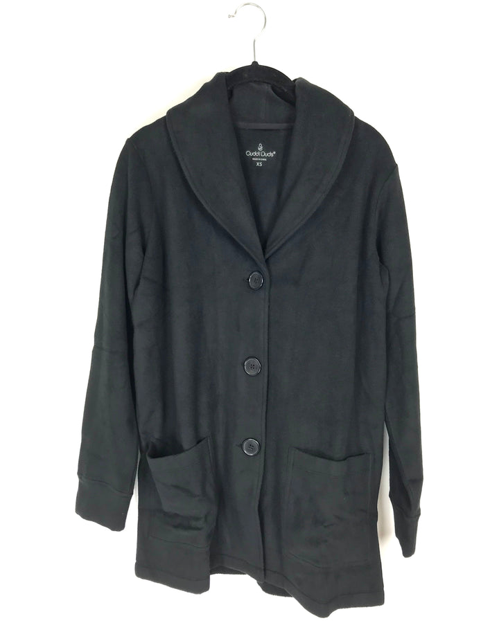 Black Fleece Button Up Cardigan - Size 2/4