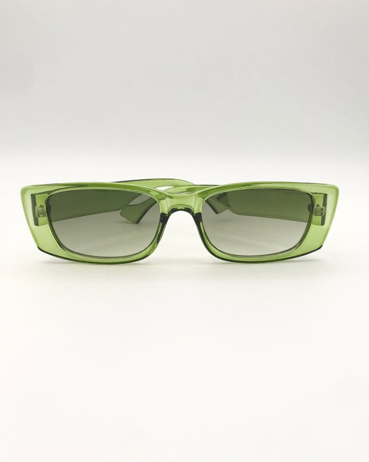 Green Translucent Rectangular Sunglasses