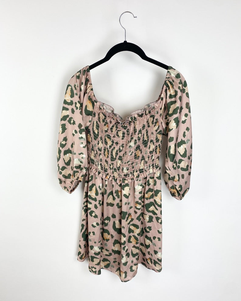 Pink Leopard Print Dress - Small