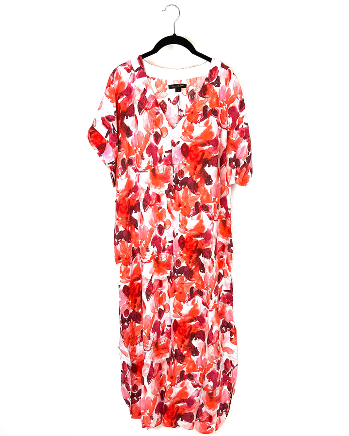 Floral Short Sleeve Loungewear Dress - Small