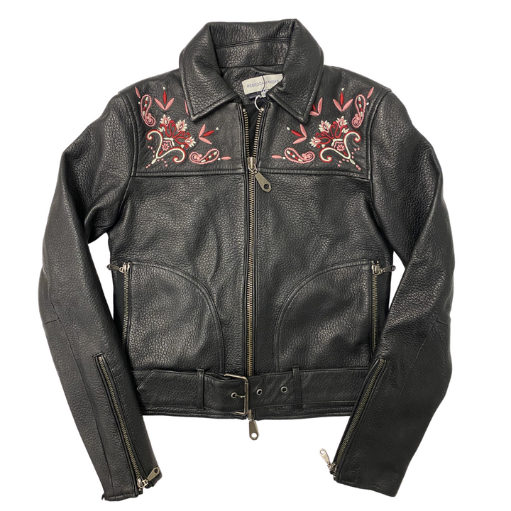 Rebecca Minkoff Floral Embroidered Leather Jacket - Size XXS, XS - The Fashion Foundation - {{ discount designer}}