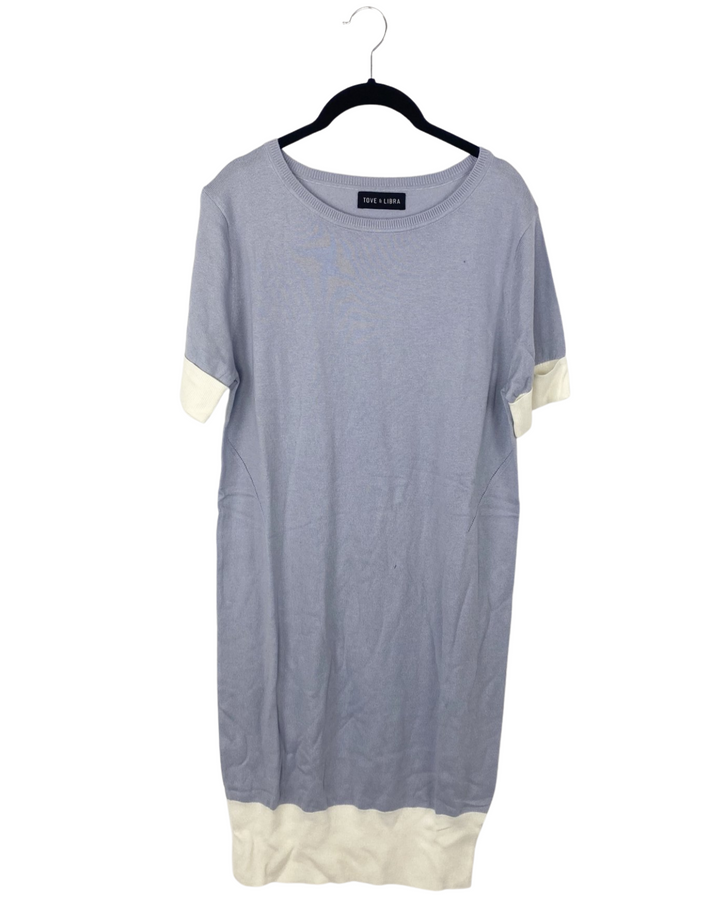 Light Blue Color Block Shift Dress - Extra Small