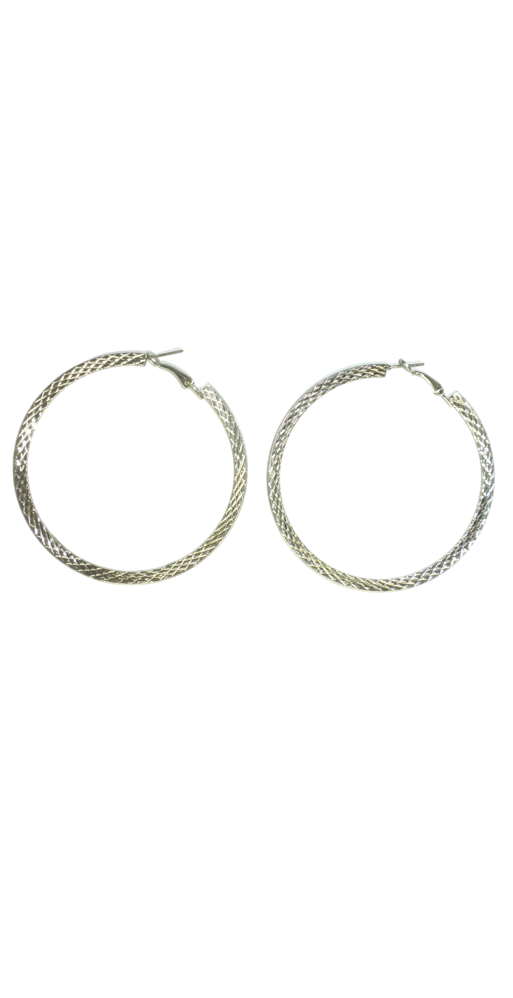 Silver Hoop Earrings With Embossed Print - The Fashion Foundation - {{ discount designer}}