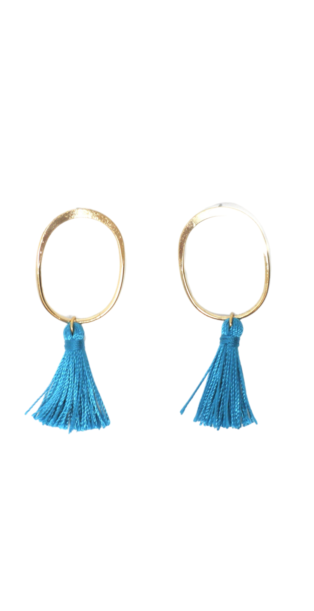 Gold Dangling Earrings with Blue Tassels - The Fashion Foundation - {{ discount designer}}
