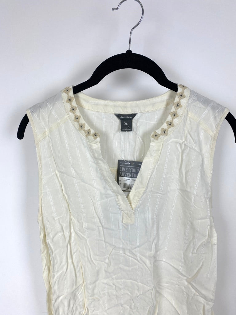 Sleeveless Ivory Blouse - Small