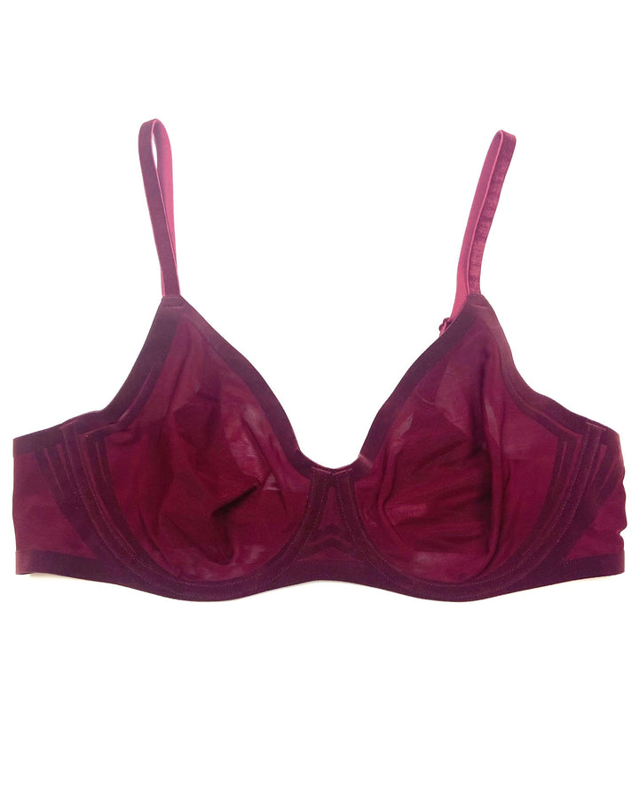 Burgundy Velvet Underwire Bra - 34D
