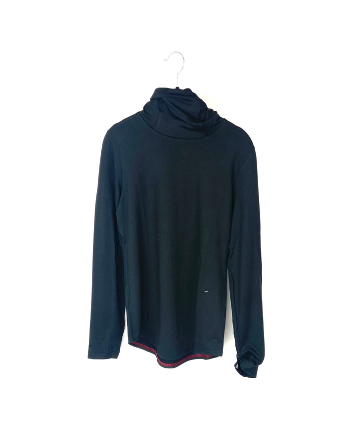 Black Cowl Neck Long Sleeve Top - Small