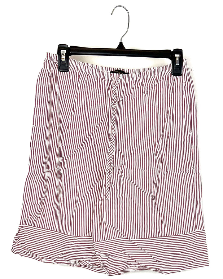Mauve And White Striped Sleepwear Shorts - Small