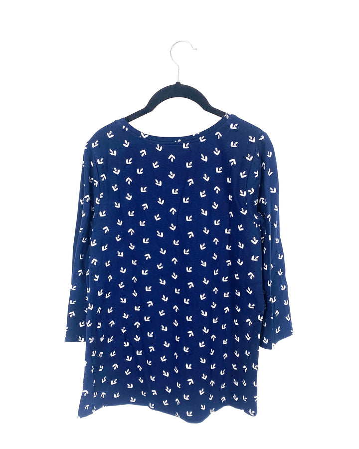 Blue And White Printed Top - Small/Medium