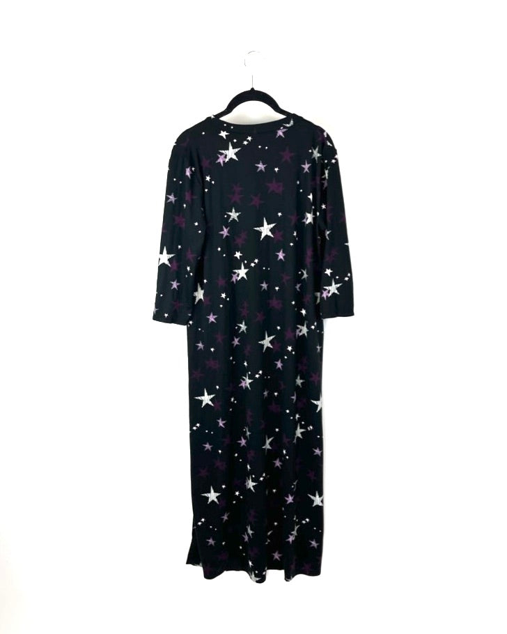 Black Star Printed Quarter Sleeve Nightgown - Small