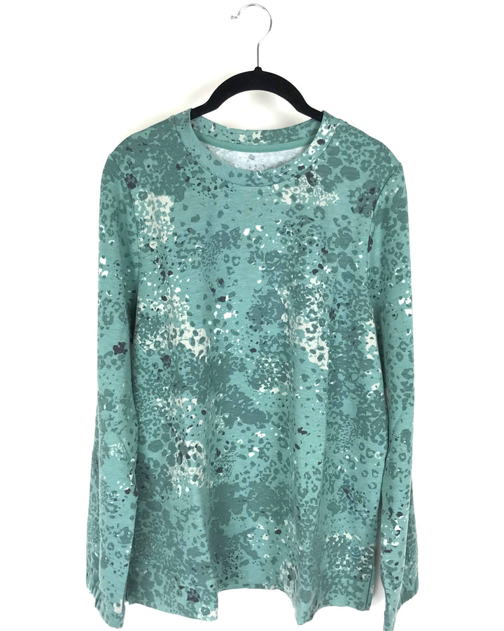 Mint Green Cheetah Print Top - Small