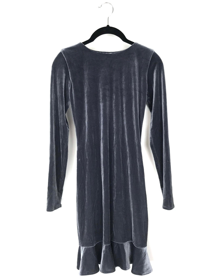 Velvet Steel Grey Dress - Small