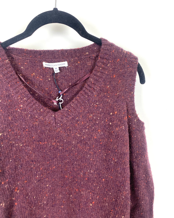Purple Cold Shoulder Sweater - Extra Extra Small and Extra Small
