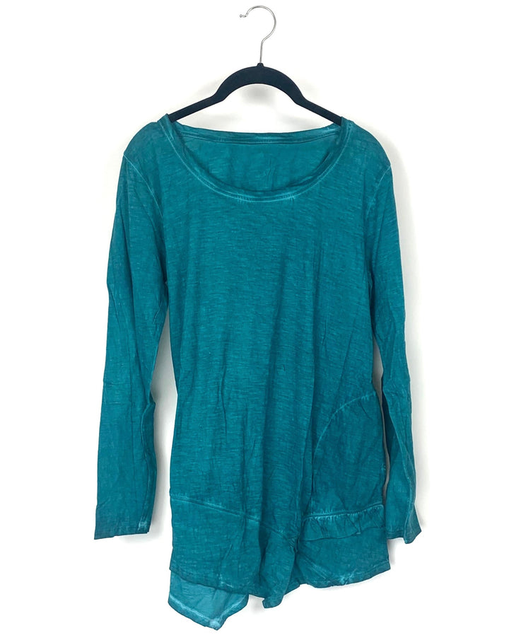 Turquoise Ruffled Top - Small