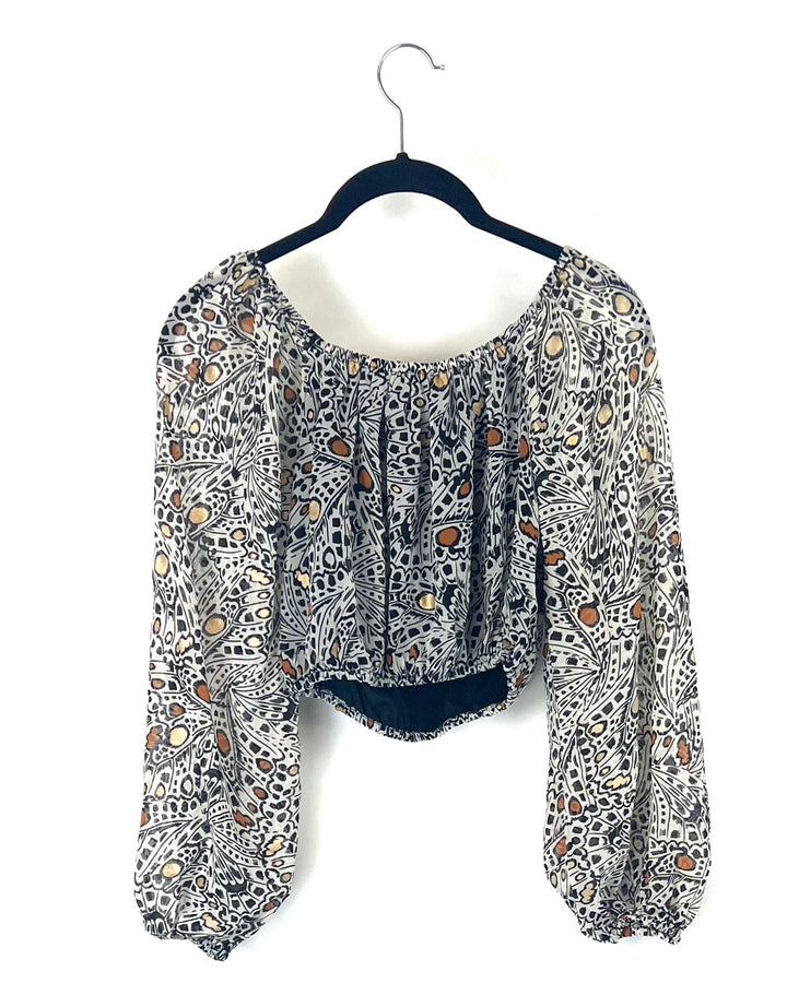 Off The Shoulder Printed Top - Size 00/0 and 8/10