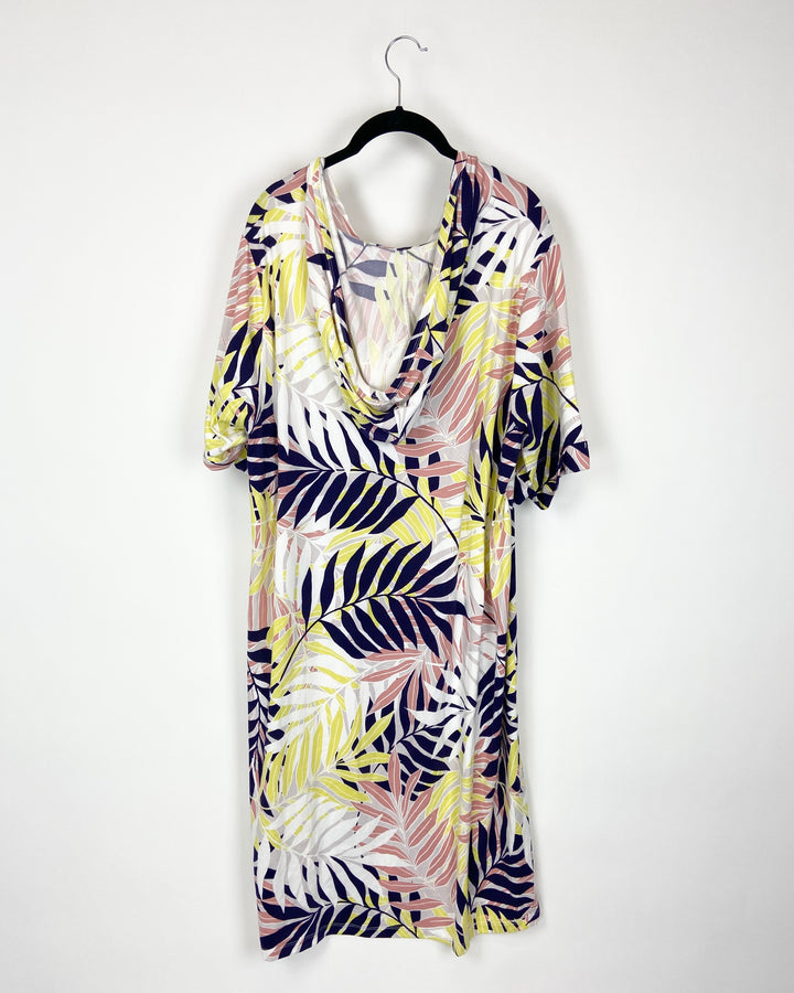 Colorful Floral Hoodie Dress - 1X