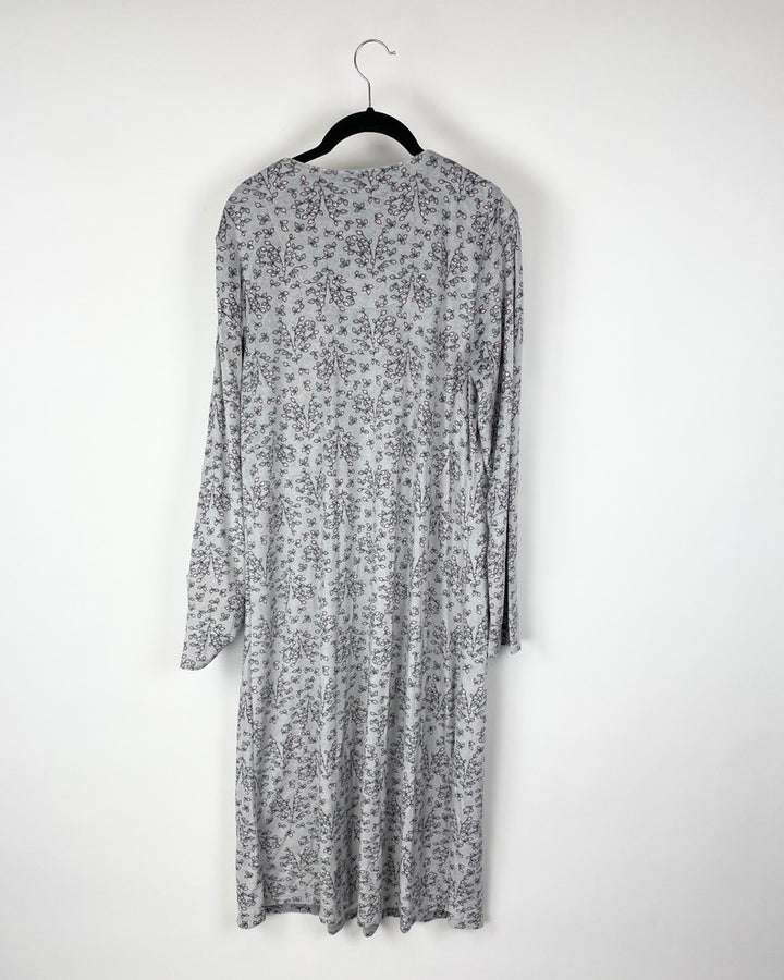 Heather Grey Leaf Printed Nightgown - Medium