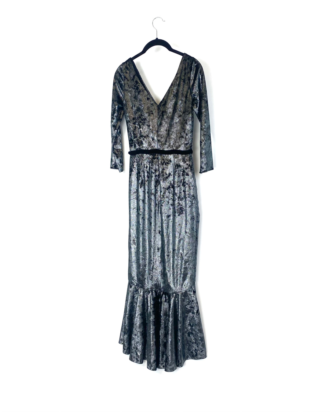 Black and Silver Metallic Velour Gown - Extra Small