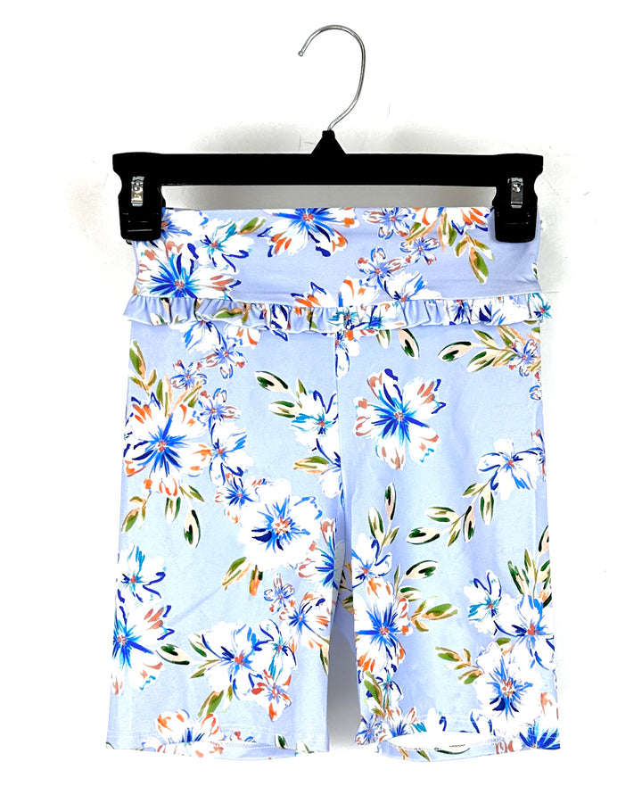 Lavender Floral Swim Shorts - Size 2-4