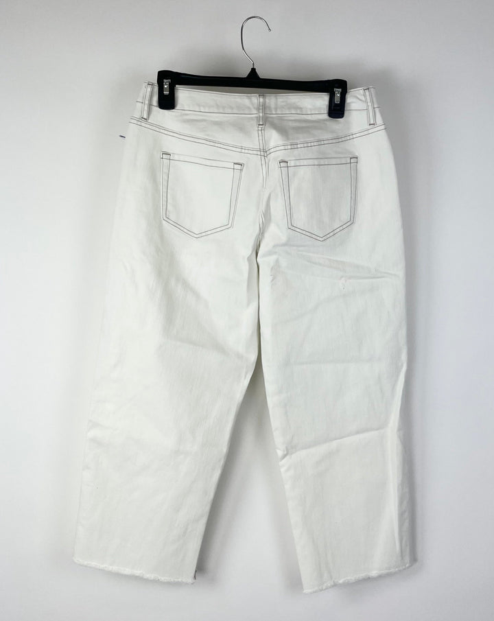 White Mid Rise Straight Leg Denim Jeans - 8P & 8T