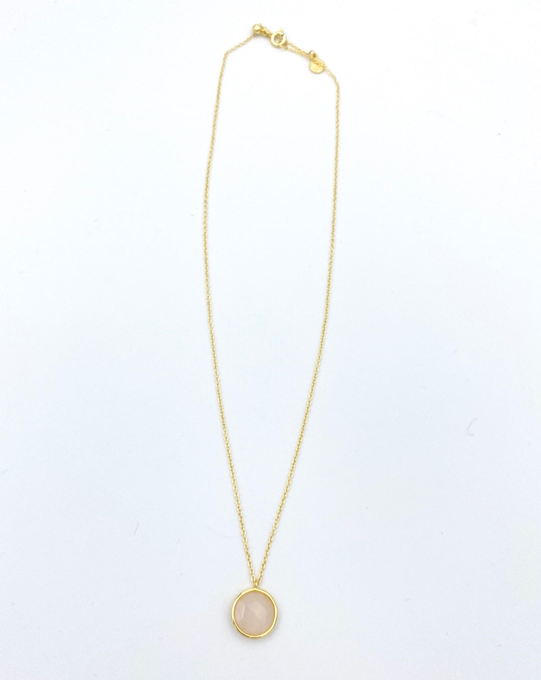 Gold Chain Necklace with Pink Stone
