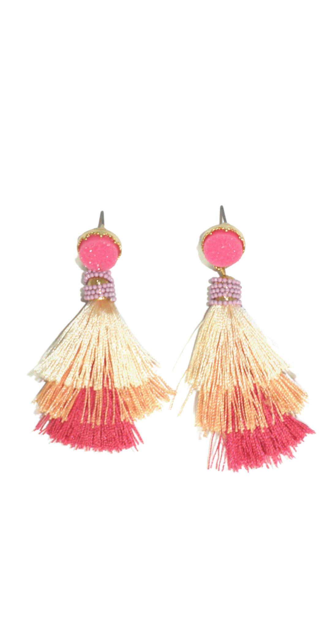 Tassel Earrings with Pink Stud - The Fashion Foundation - {{ discount designer}}