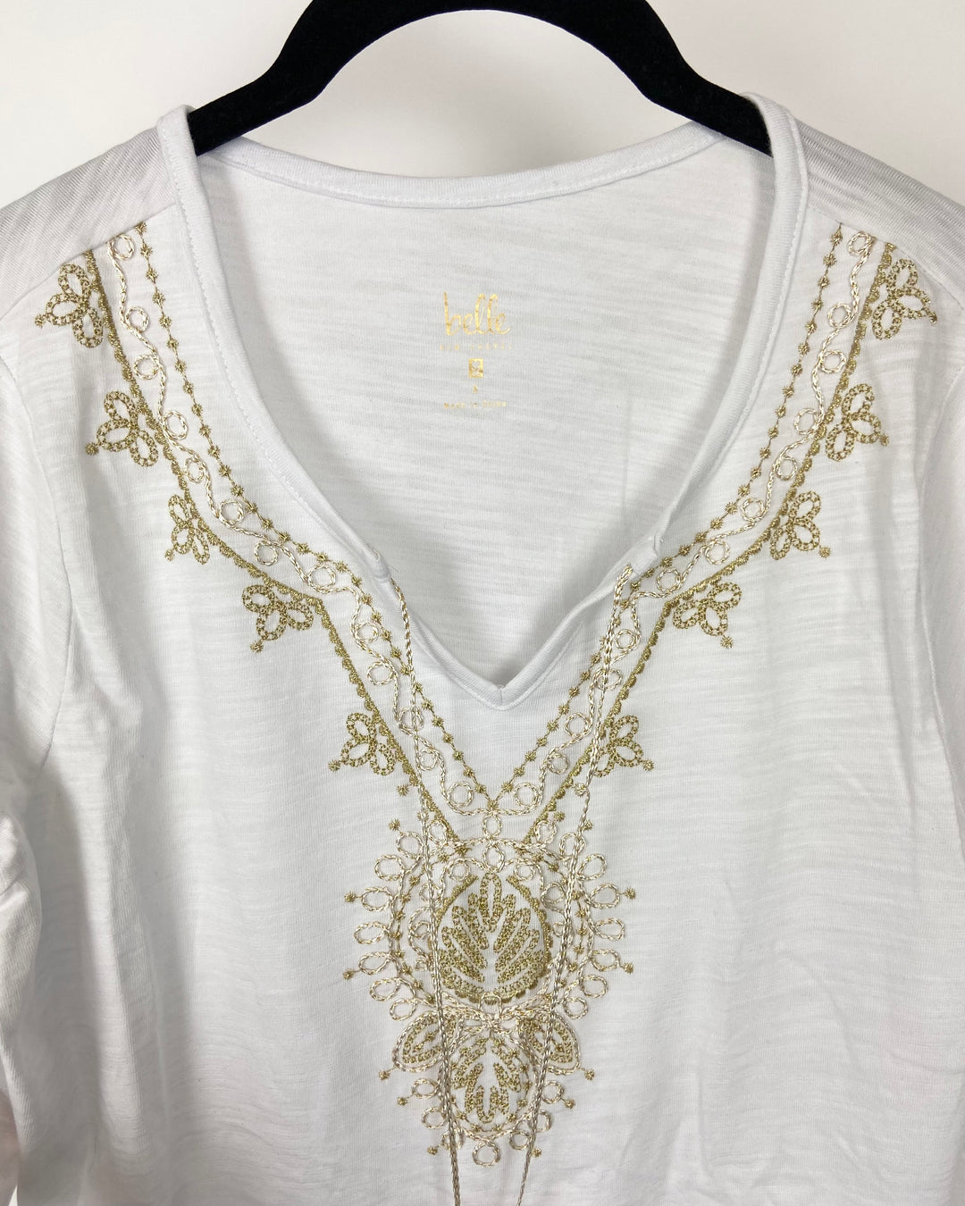 White Embroidered Long Sleeve Top - Small/Medium