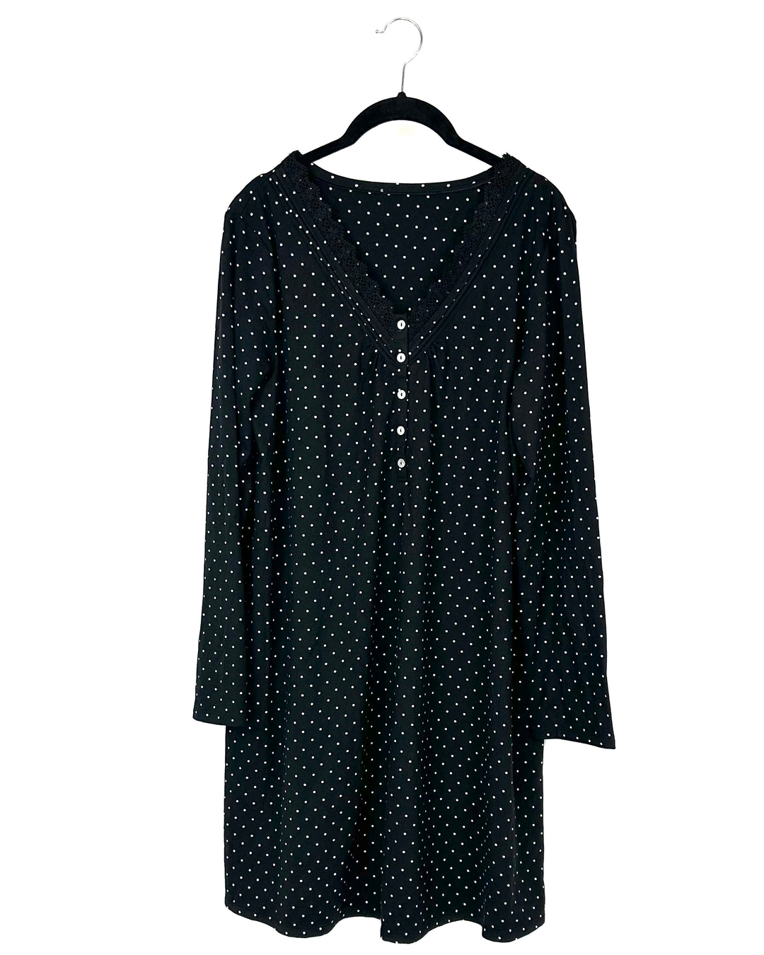 Long Sleeve Polka Dot Nightgown - Medium