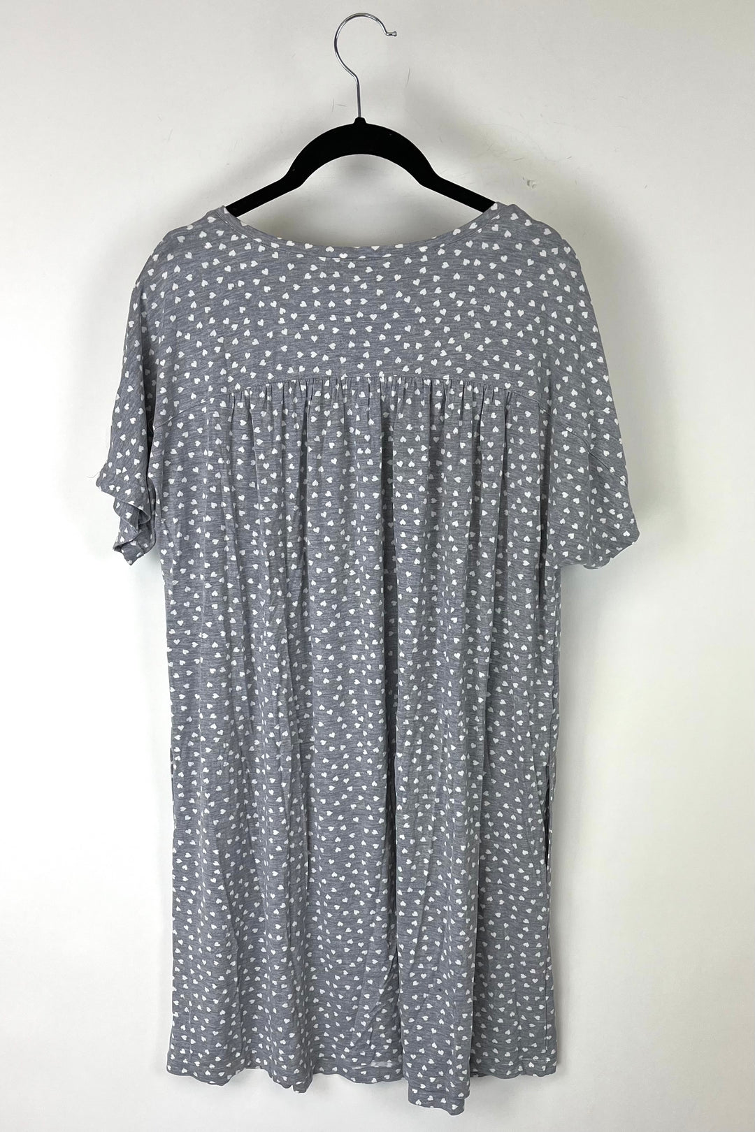 Grey and White Heart Print Nightgown - Small