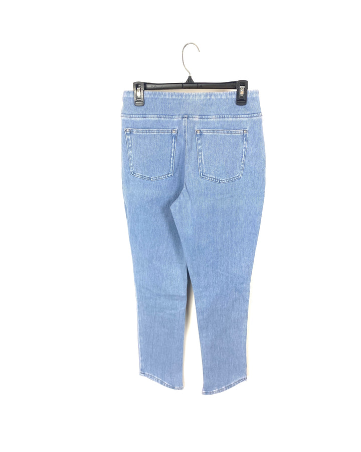 Light Blue Wash Jeans With Slanted Ends   - Size 6/8
