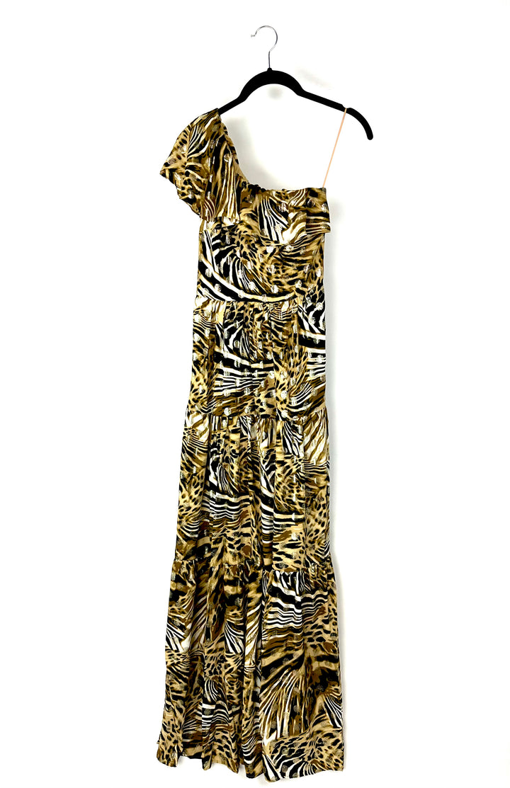 Metallic Animal Print Maxi Dress - Size 00-14