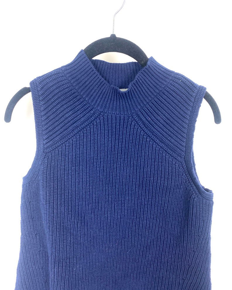 Sleeveless Navy Blue Sweater - Small