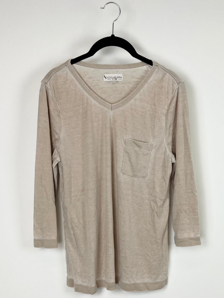 Tan Quarter Sleeve Top - Small