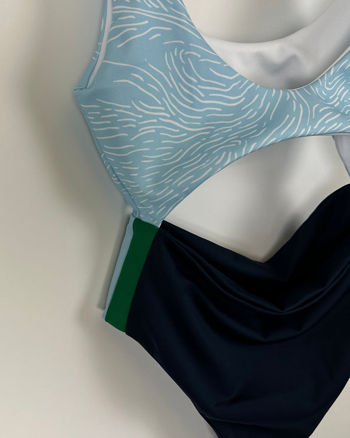 Navy And Light Blue One Piece Swimsuit - Size 00/0, 0/2, 4/6