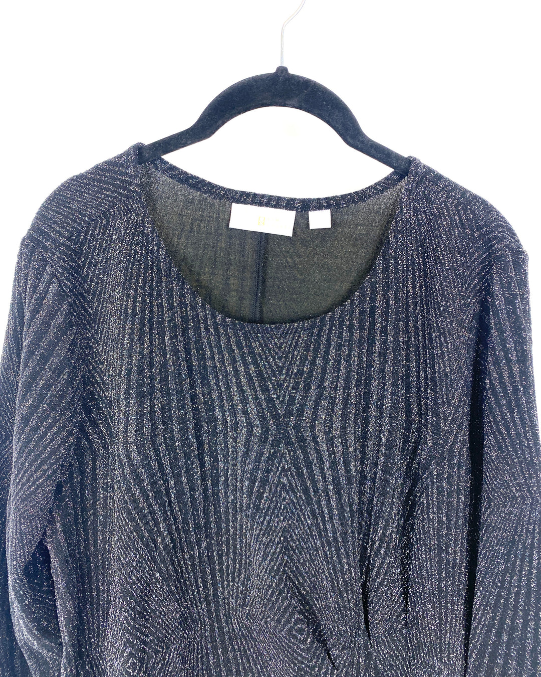 Black and Silver Metallic Rouched Top - Large/Extra Large
