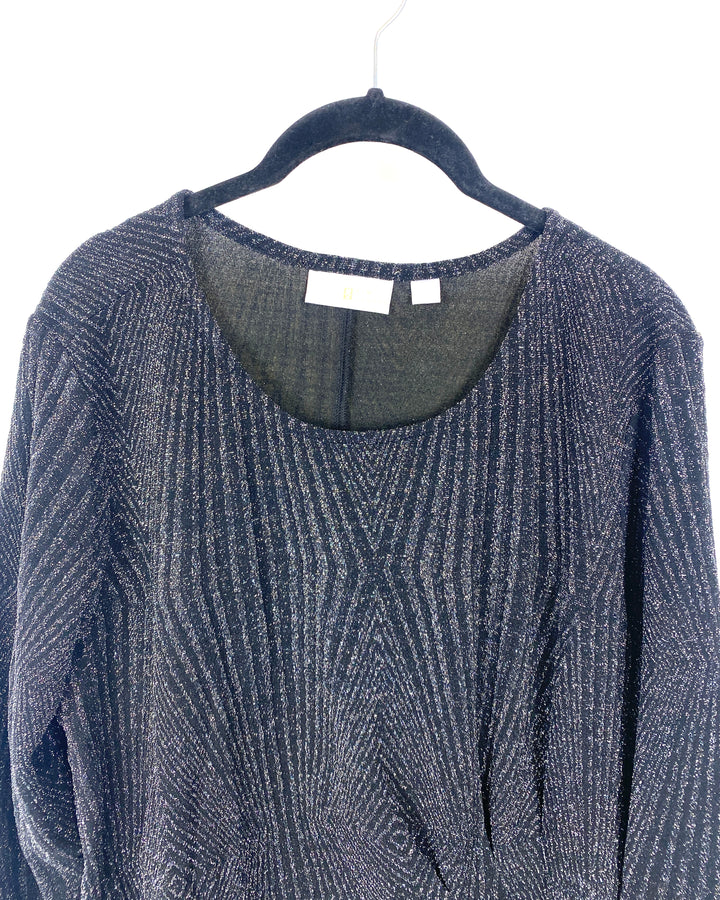 Black and Silver Metallic Rouched Top - Large/Extra Large